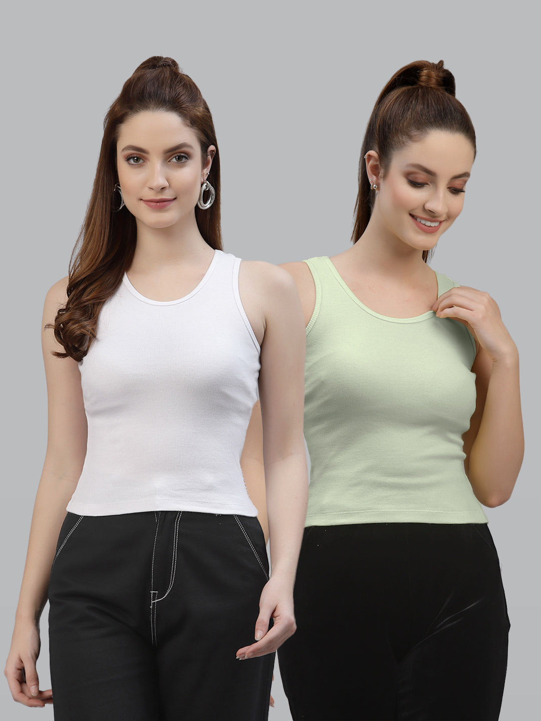 Women Pack Of 2 Solid Crop Top - Friskers