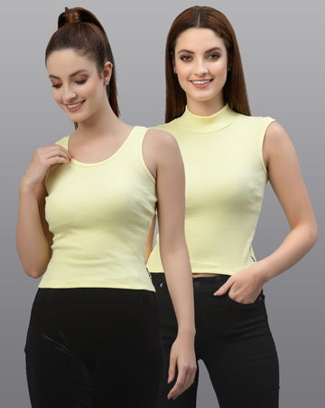 Women Pack Of 2 Slim Fit Pure Cotton Top - Friskers