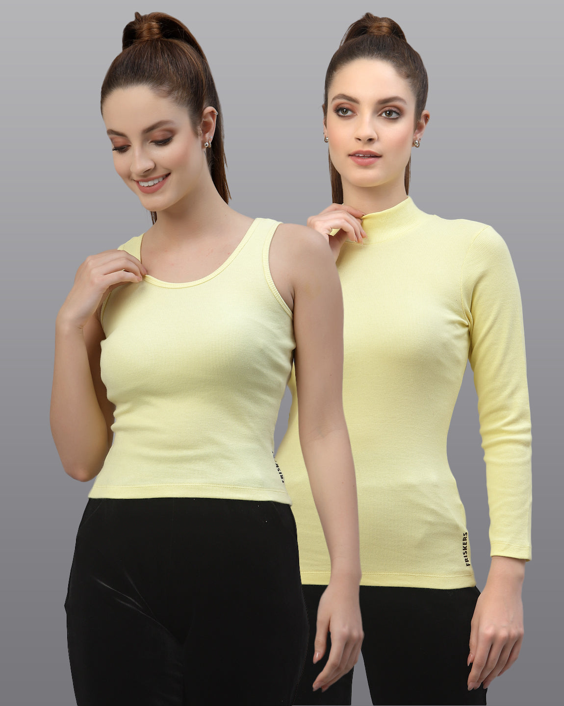 Women Pack Of 2 Slim Fit Pure Cotton Top - Friskers