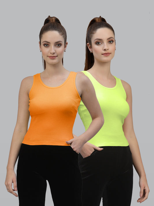 Women Pack Of 2 Green Solid Crop Top - Friskers