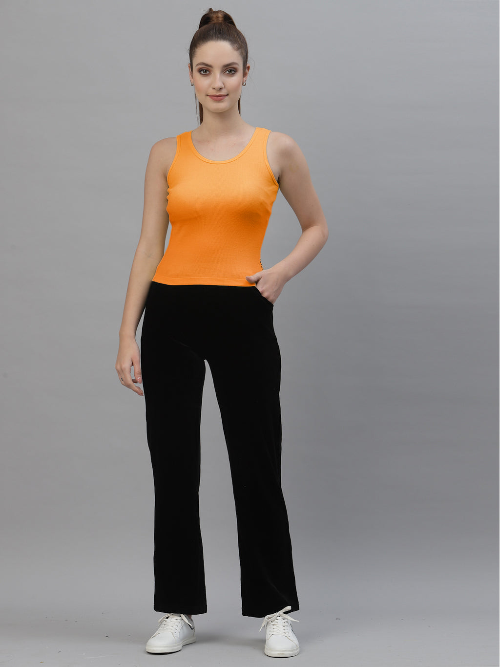 Women Pure Cotton Solid Fitted Crop Top - Friskers