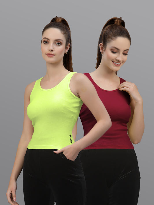 Women Pack Of 2 Solid Crop Top - Friskers