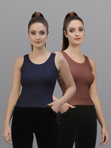 Women Pack Of 2 Solid Crop Top - Friskers