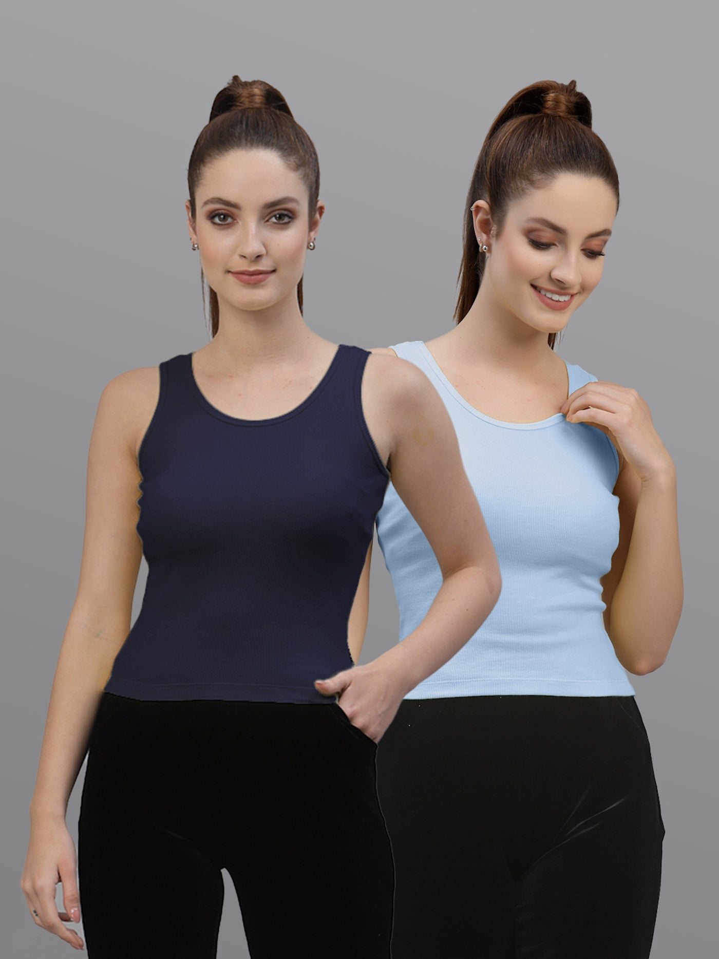 Women Pack Of 2 Solid Crop Top - Friskers