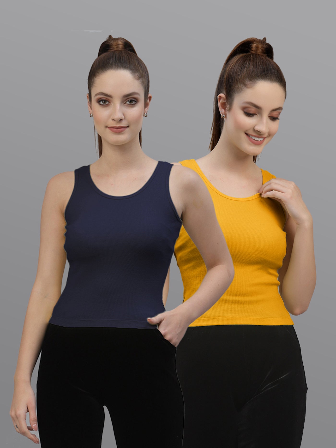 Women Pack Of 2 Solid Crop Top - Friskers