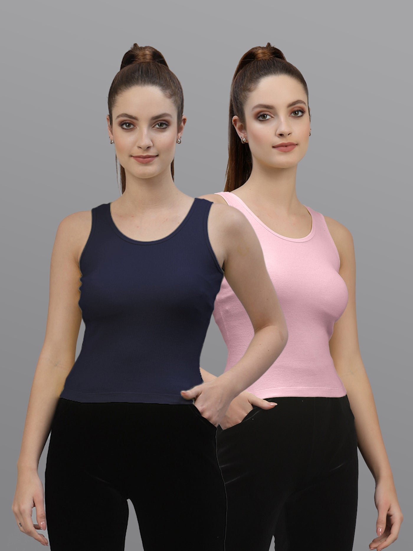 Women Pack Of 2 Solid Crop Top - Friskers