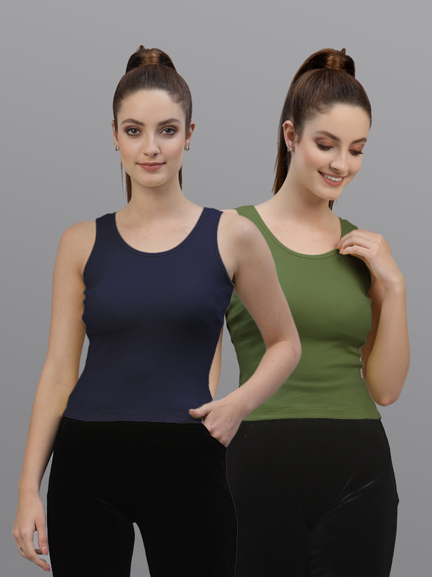 Women Pack Of 2 Solid Crop Top - Friskers