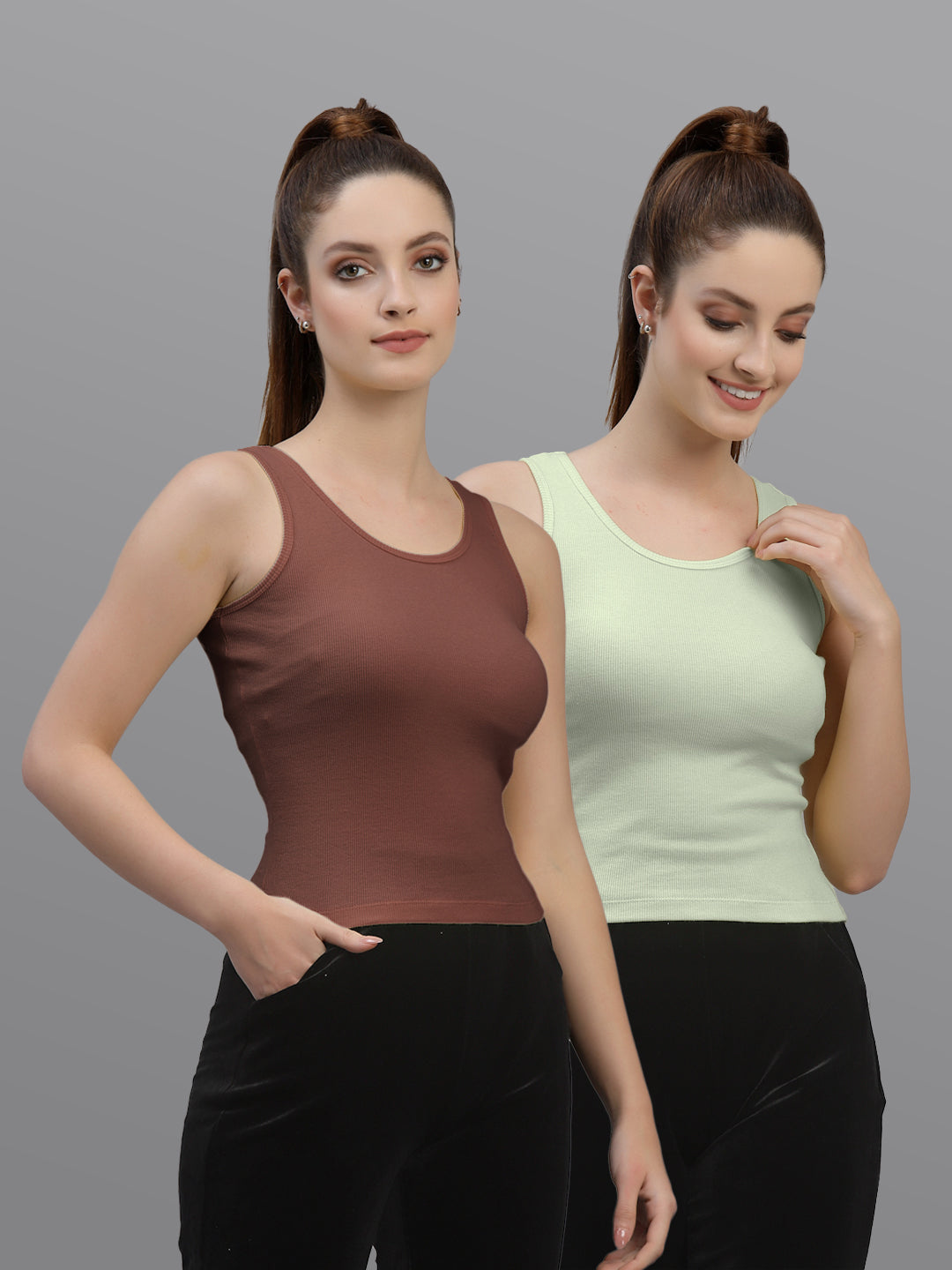 Women Pack Of 2 Solid Crop Top - Friskers