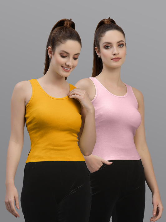 Women Pack Of 2 Solid Crop Top - Friskers