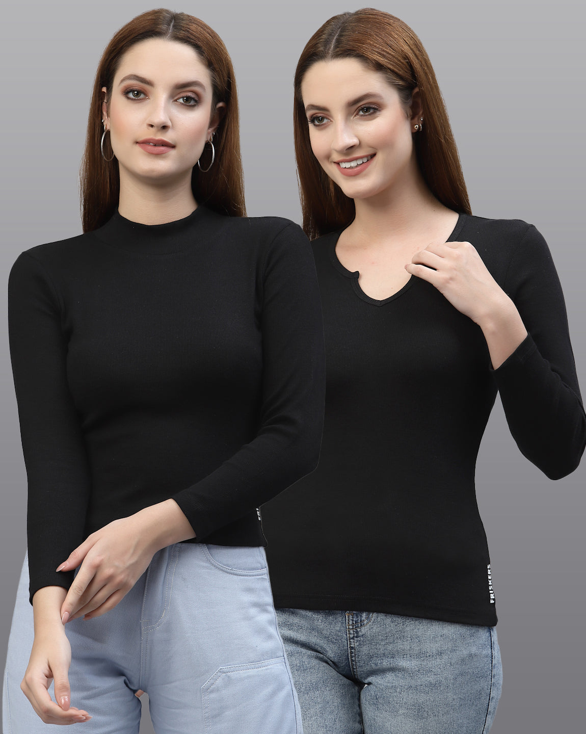 Women Pack Of 2 Ribbed Pure Cotton Top - Friskers