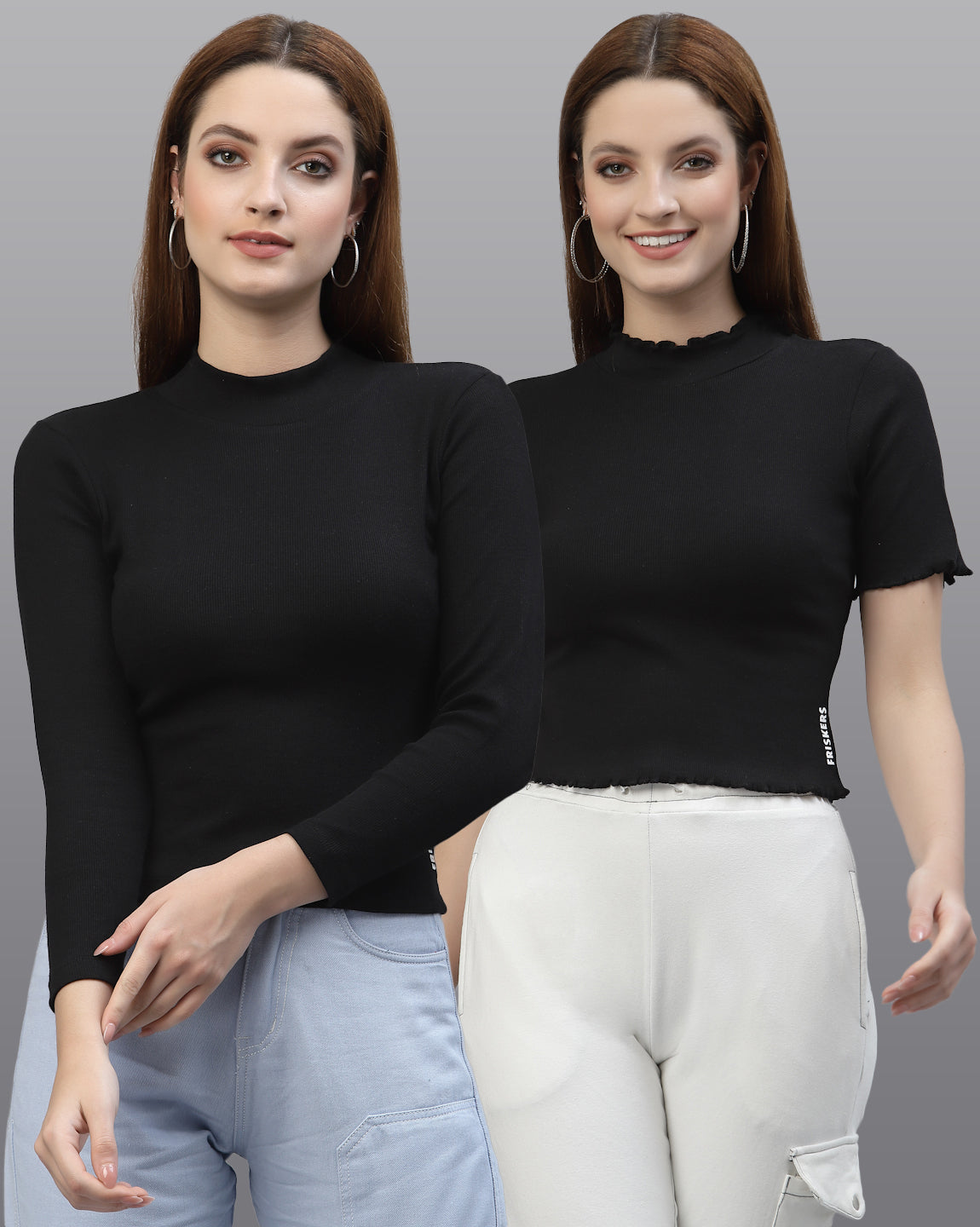 Women Pack Of 2 Ribbed Pure Cotton Top - Friskers