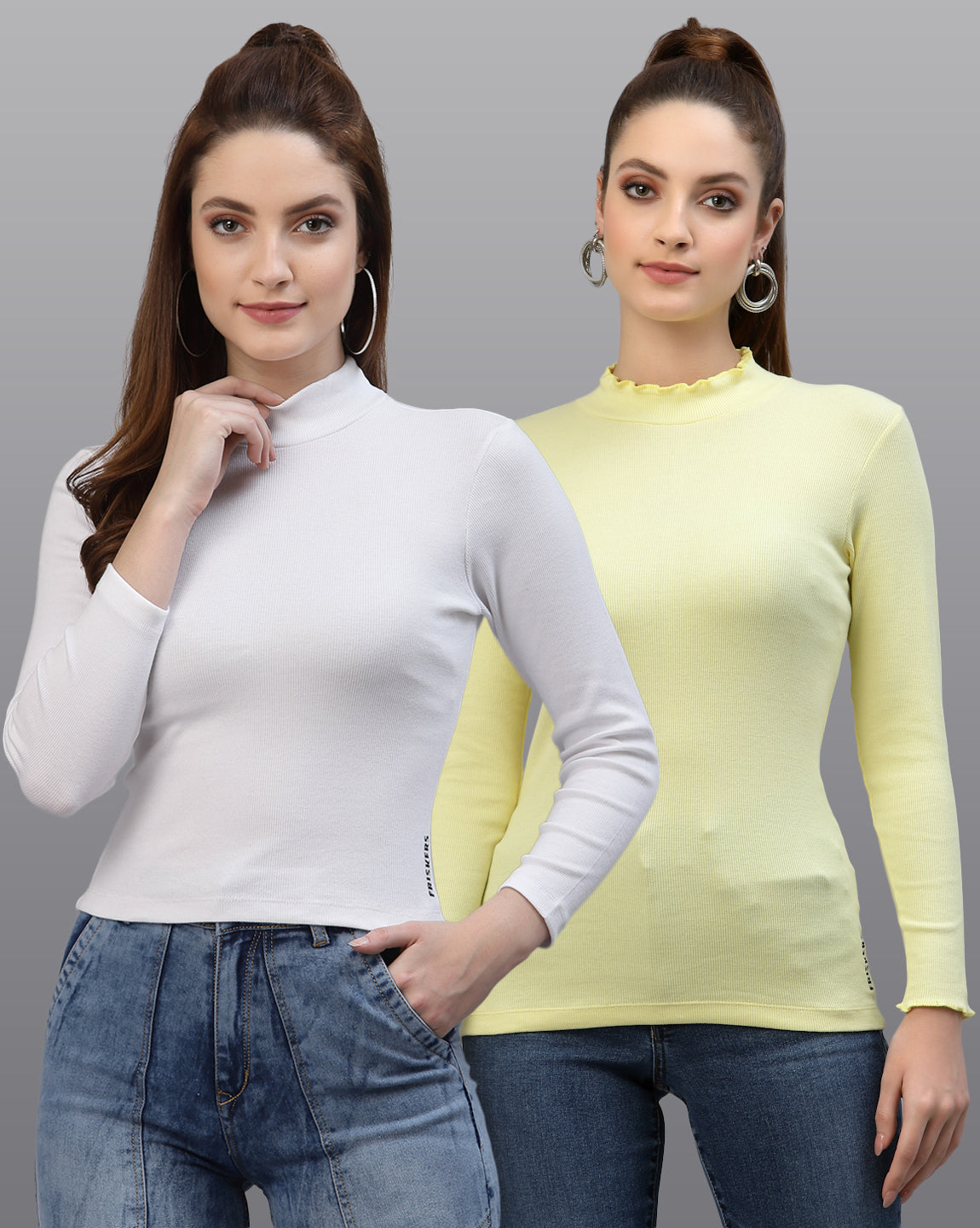 Women Pack Of 2 Ribbed Pure Cotton Top - Friskers