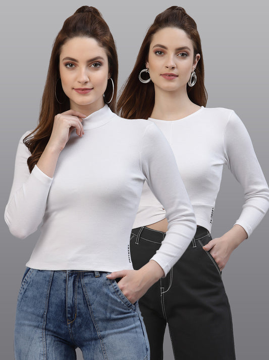 Women Pack Of 2 Ribbed Pure Cotton Top - Friskers
