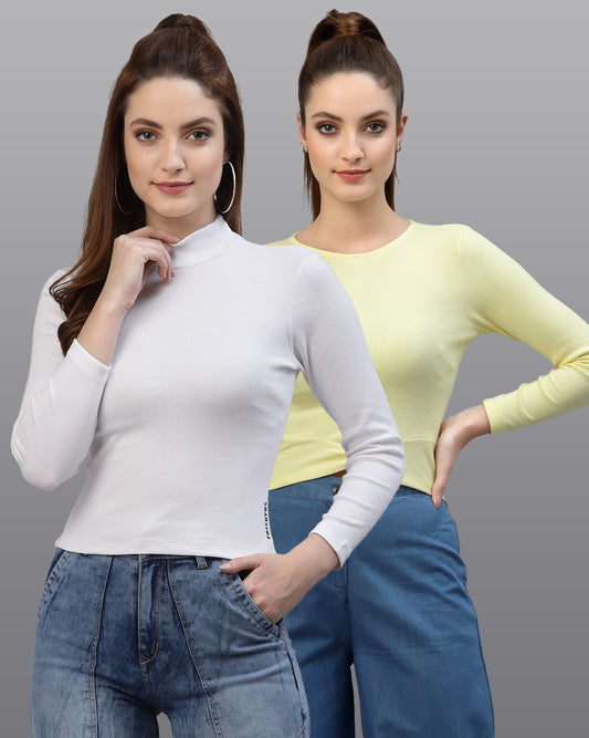 Women Pack Of 2 Ribbed Pure Cotton Top - Friskers