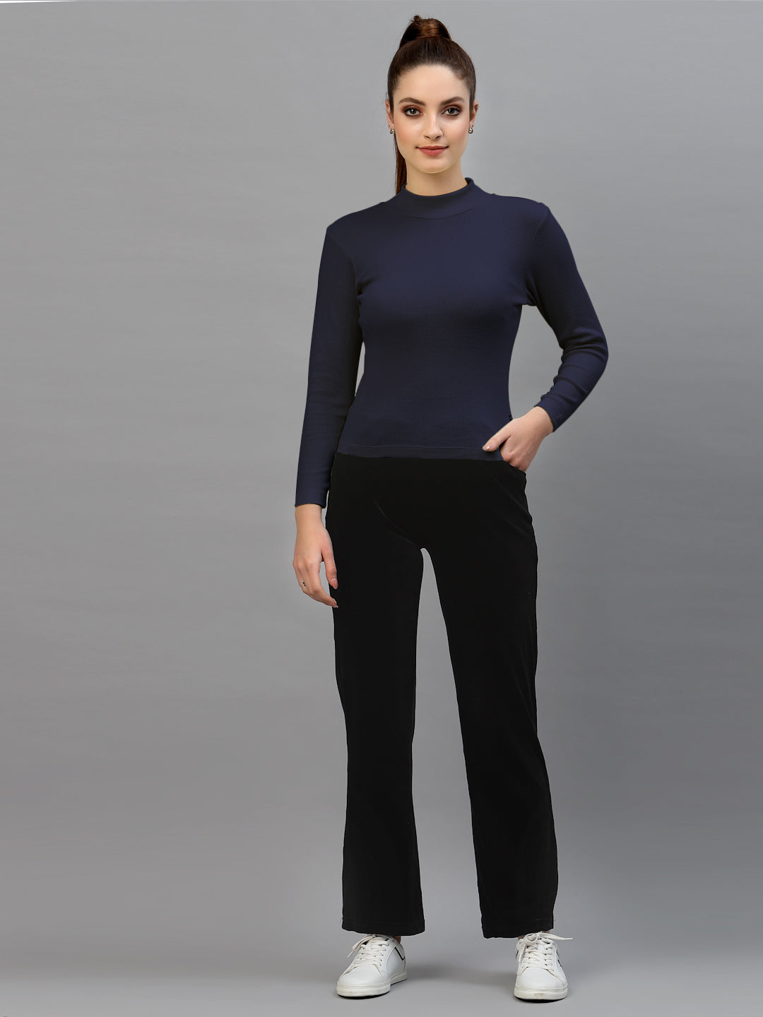 Friskers Slim Fit Turtle-Neck Top For Women - Friskers