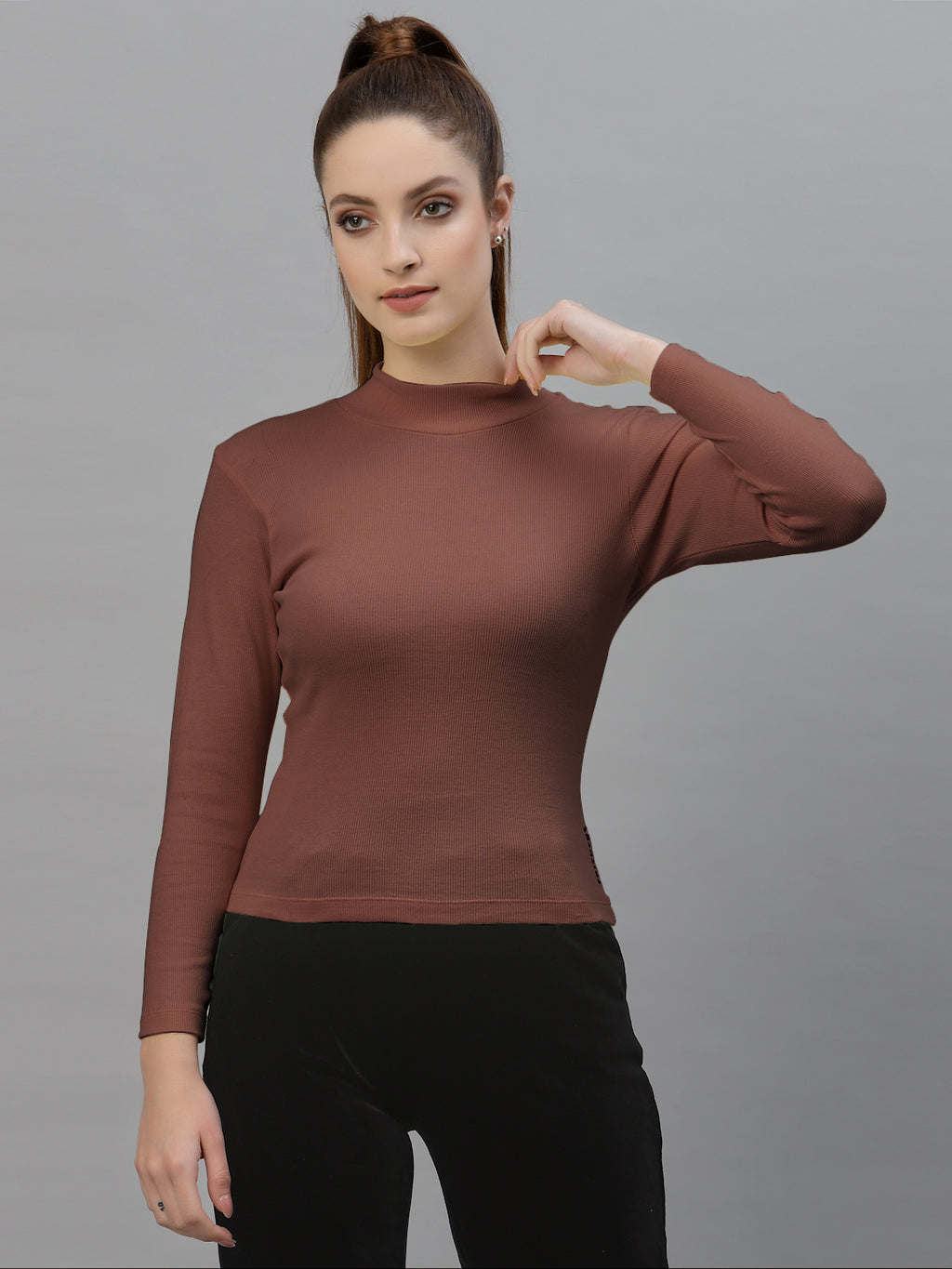 Friskers Slim Fit Turtle-Neck Top For Women - Friskers