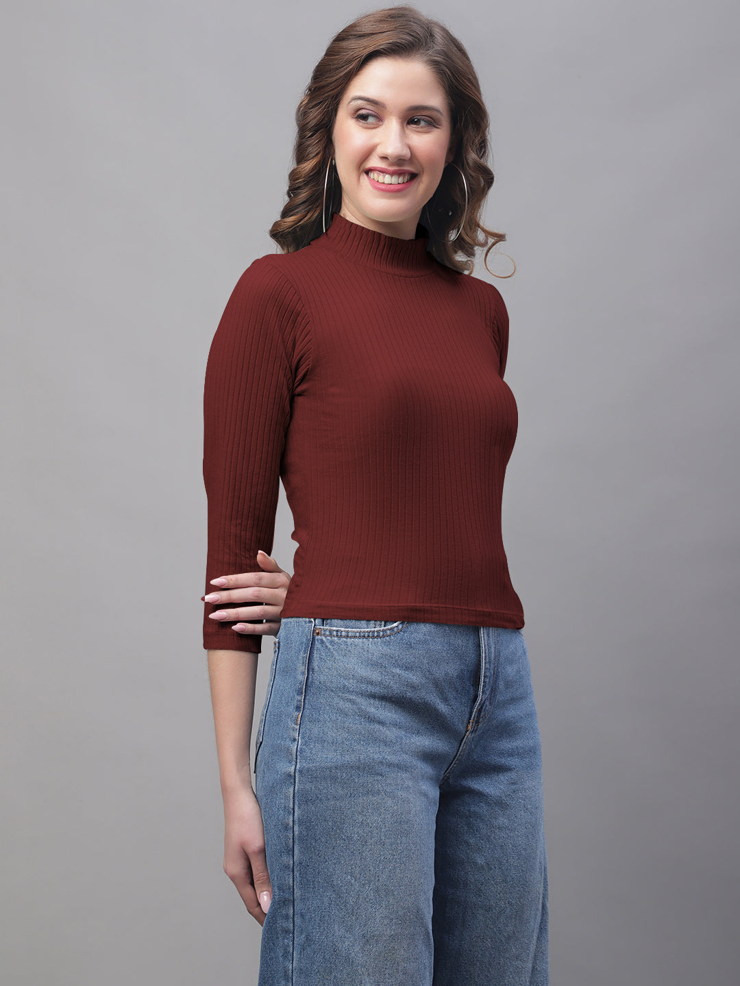 Friskers Women Mock Neck Full Sleeve Top - Friskers