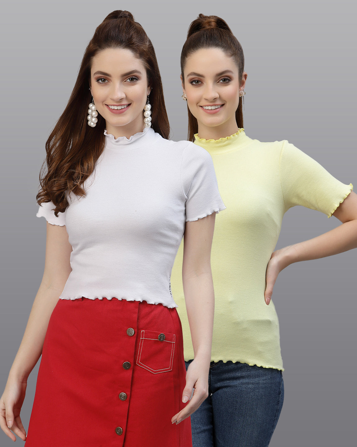 Women Pack Of 2 Pure Cotton Solid Top - Friskers