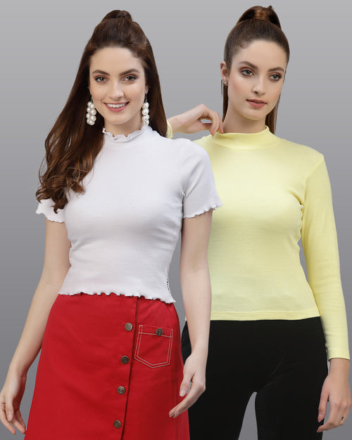 Women Pack Of 2 Pure Cotton Solid Top