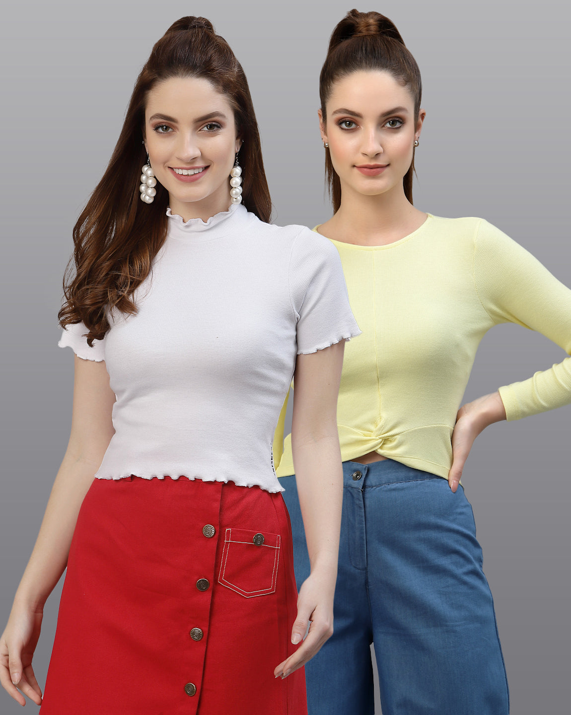 Women Pack Of 2 Pure Cotton Solid Top - Friskers