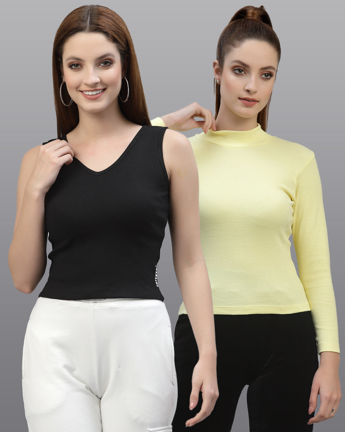 Women Pack Of 2 Pure Cotton Regular Fit Top - Friskers