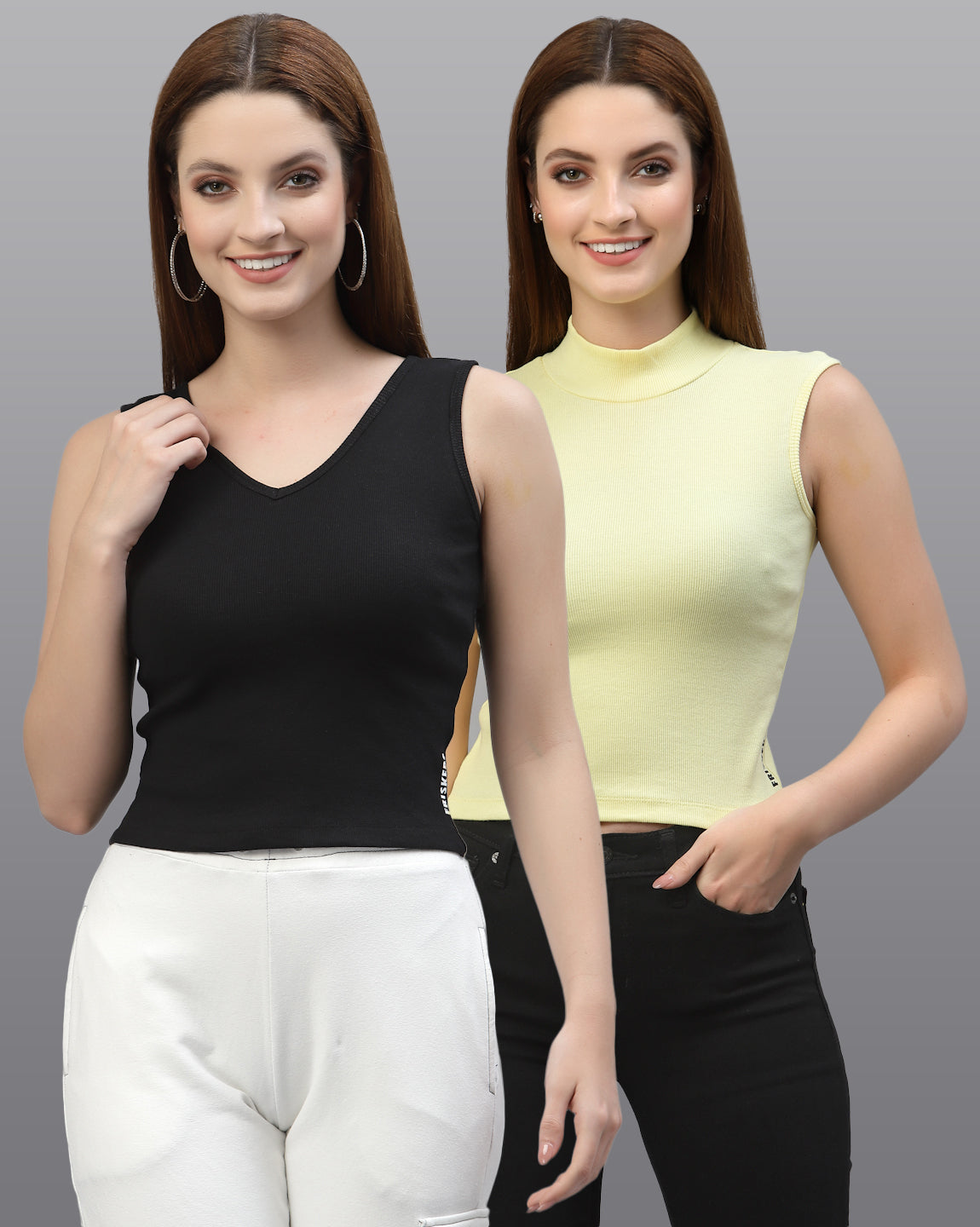 Women Pack Of 2 Pure Cotton Regular Fit Top - Friskers