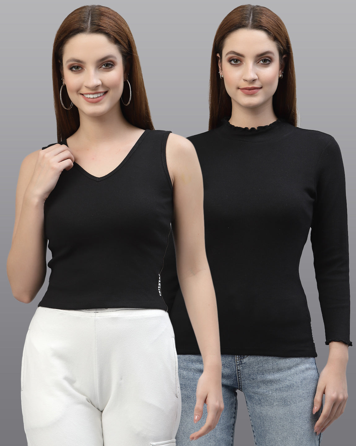 Women Pack Of 2 Pure Cotton Regular Fit Top - Friskers