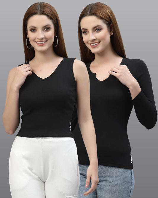 Women Pack Of 2 Pure Cotton Regular Fit Top - Friskers