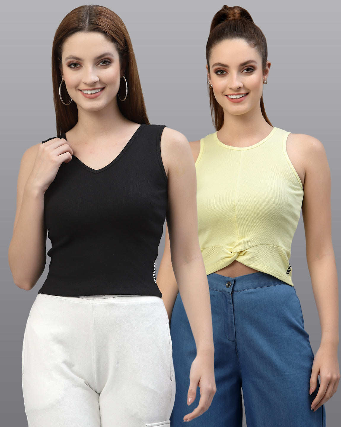 Women Pack Of 2 Pure Cotton Regular Fit Top - Friskers
