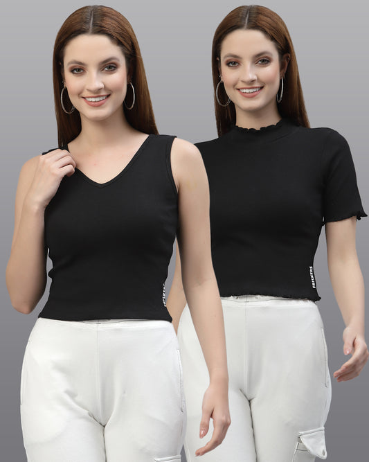 Women Pack Of 2 Pure Cotton Regular Fit Top - Friskers