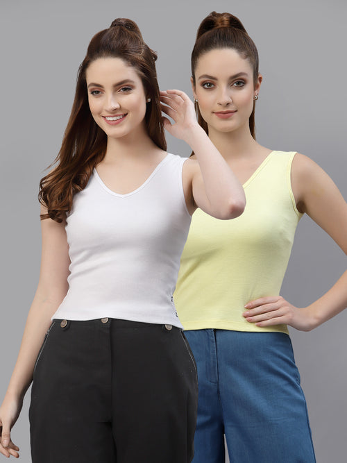 Women Pack Of 2 Pure Cotton Fitted Crop Top