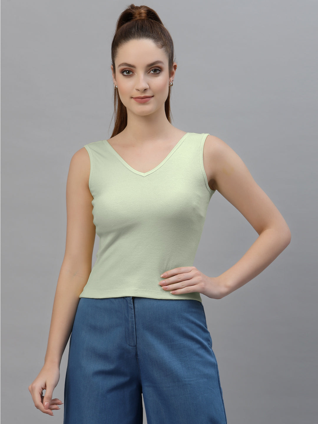 Women Pack Of 2 Pure Cotton Fitted Crop Top - Friskers