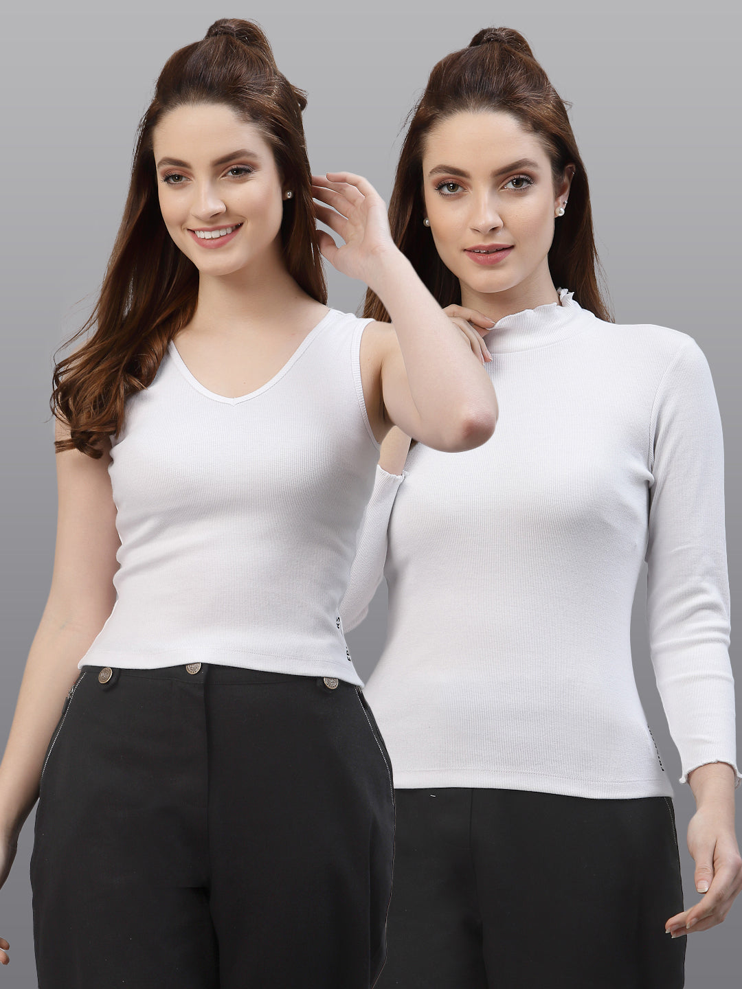 Women Pack Of 2 Pure Cotton Regular Fit Top - Friskers