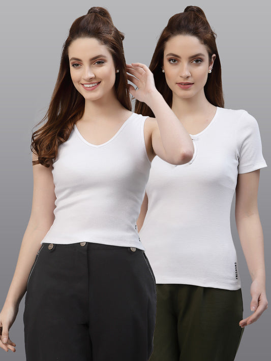 Women Pack Of 2 Pure Cotton Regular Fit Top - Friskers