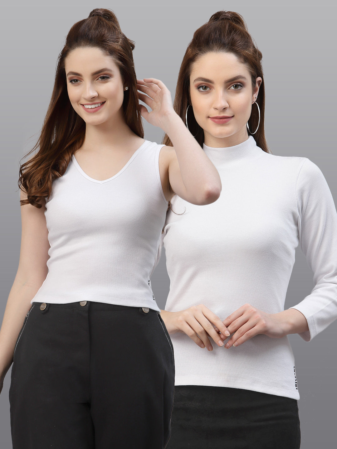 Women Pack Of 2 Pure Cotton Regular Fit Top - Friskers