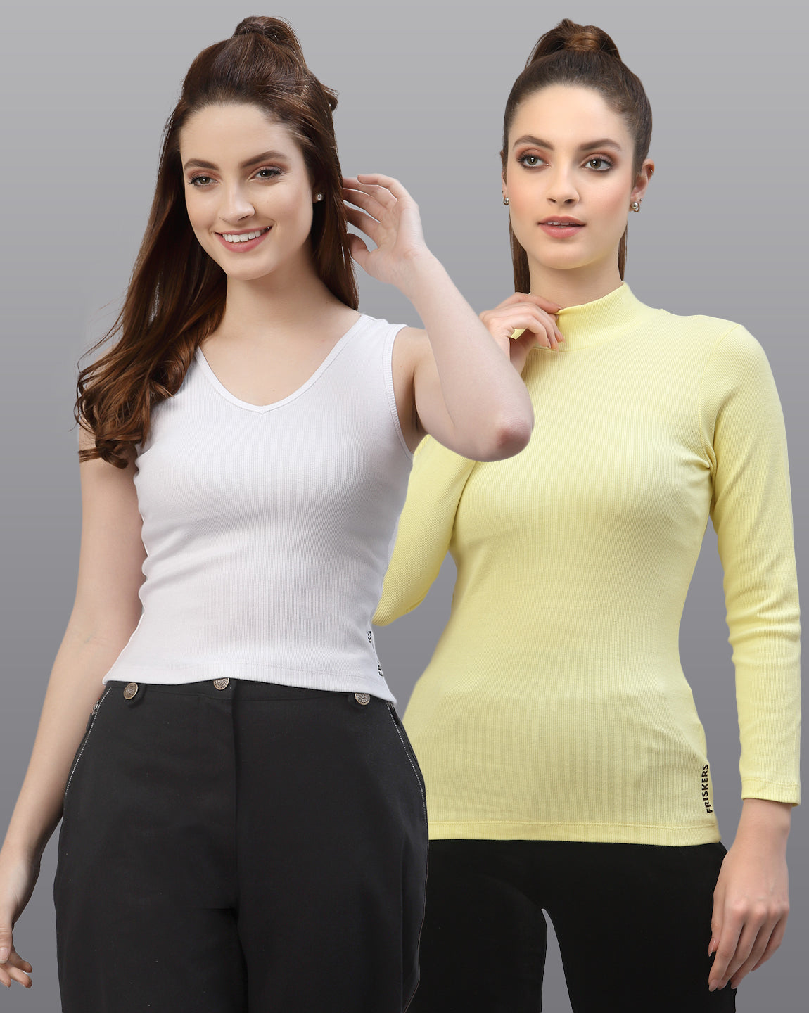 Women Pack Of 2 Pure Cotton Regular Fit Top - Friskers