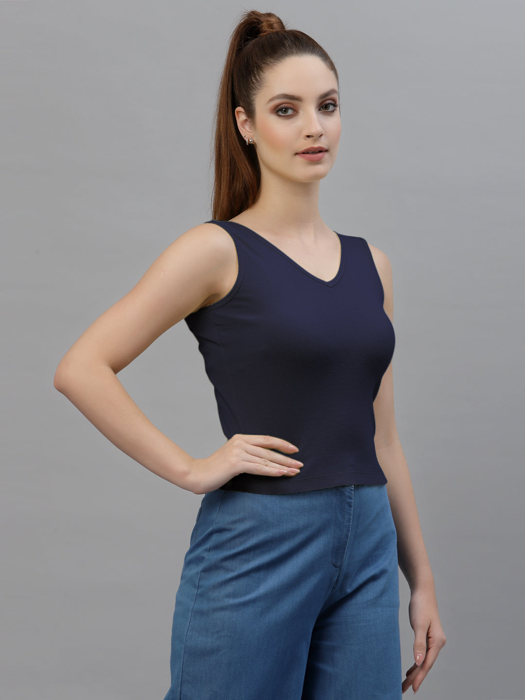 Women Pack Of 2 Pure Cotton Fitted Crop Top - Friskers