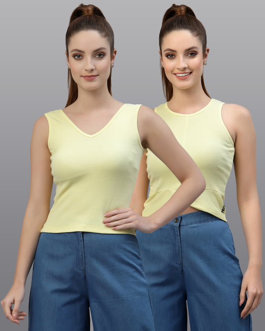 Women Pack Of 2 Pure Cotton Regular Fit Top - Friskers