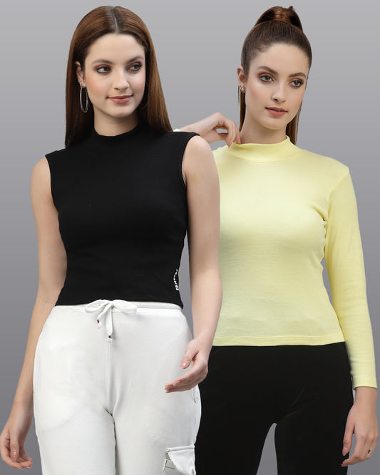 Women Pack Of 2 Pure Cotton Fitted Top - Friskers