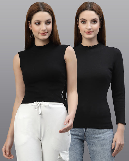 Women Pack Of 2 Pure Cotton Fitted Top - Friskers