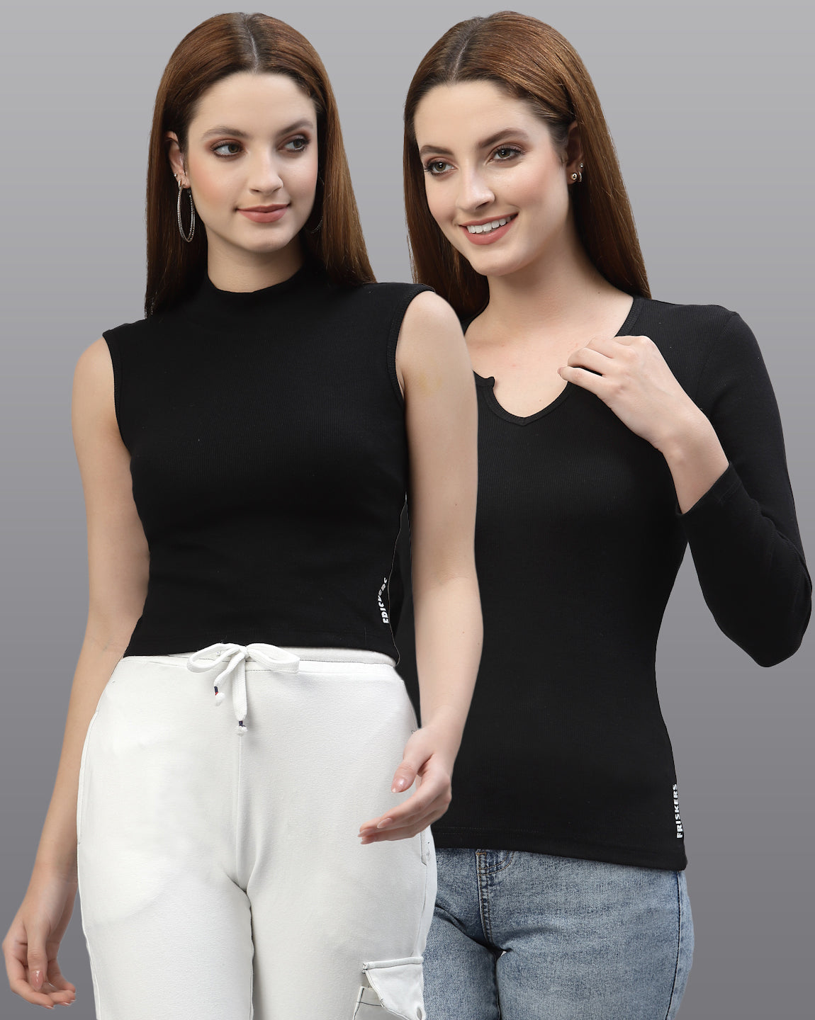 Women Pack Of 2 Pure Cotton Fitted Top - Friskers