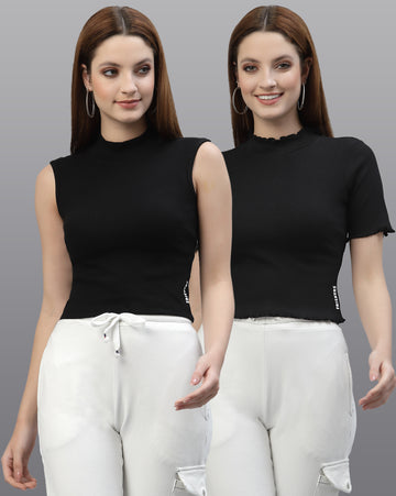 Women Pack Of 2 Pure Cotton Fitted Top - Friskers
