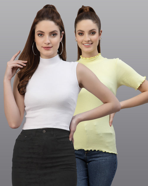 Women Pack Of 2 Pure Cotton Fitted Top
