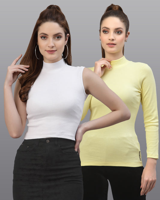 Women Pack Of 2 Pure Cotton Fitted Top - Friskers