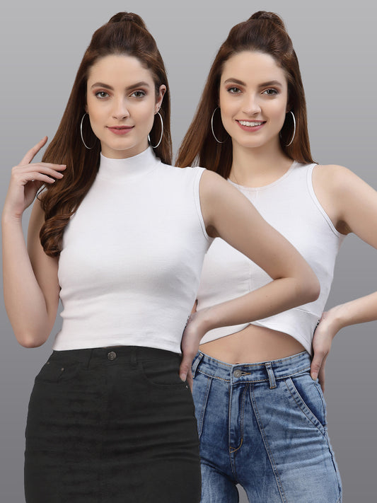 Women Pack Of 2 Pure Cotton Fitted Top - Friskers