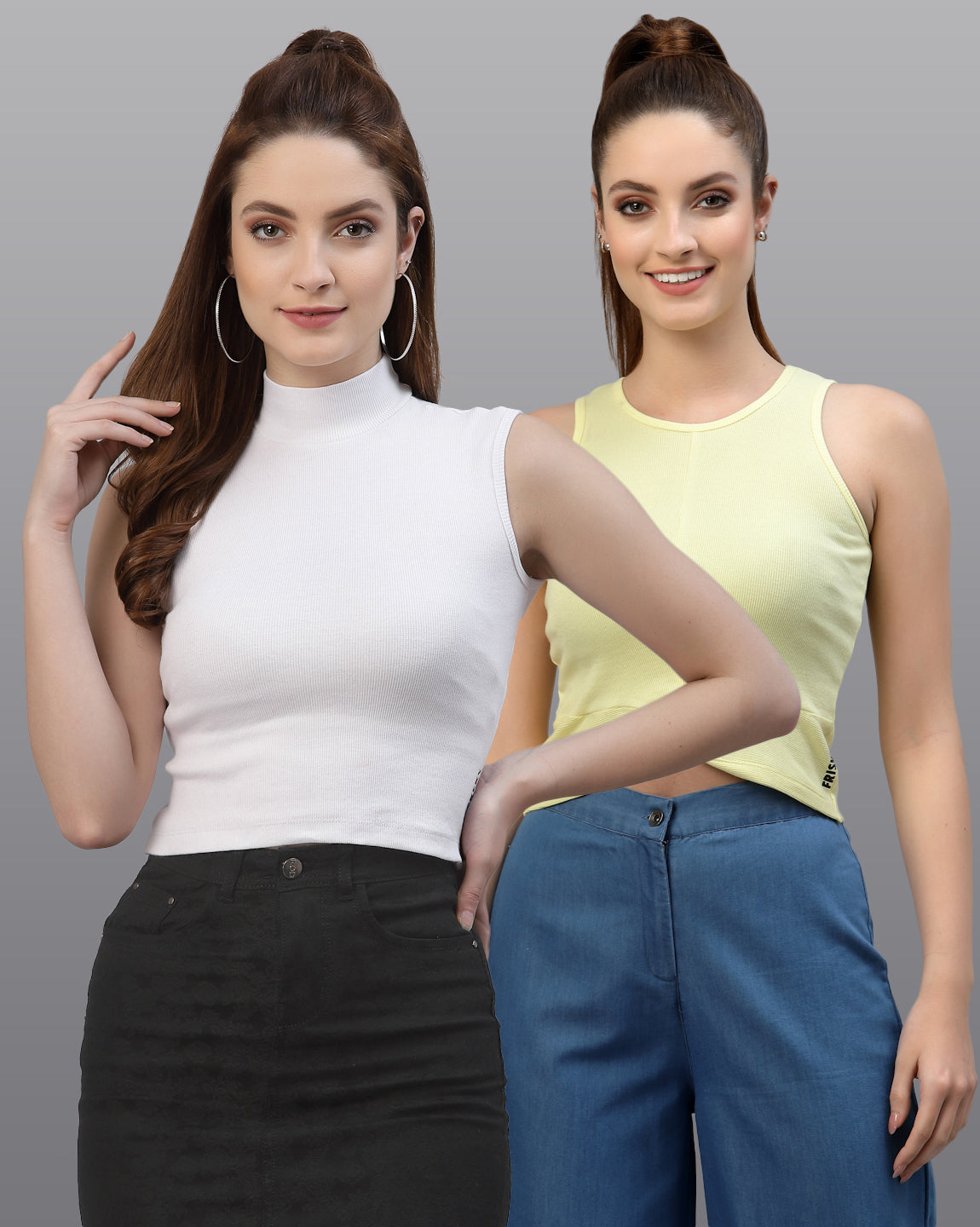 Women Pack Of 2 Pure Cotton Fitted Top - Friskers