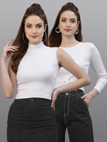 Women Pack Of 2 Pure Cotton Fitted Top - Friskers