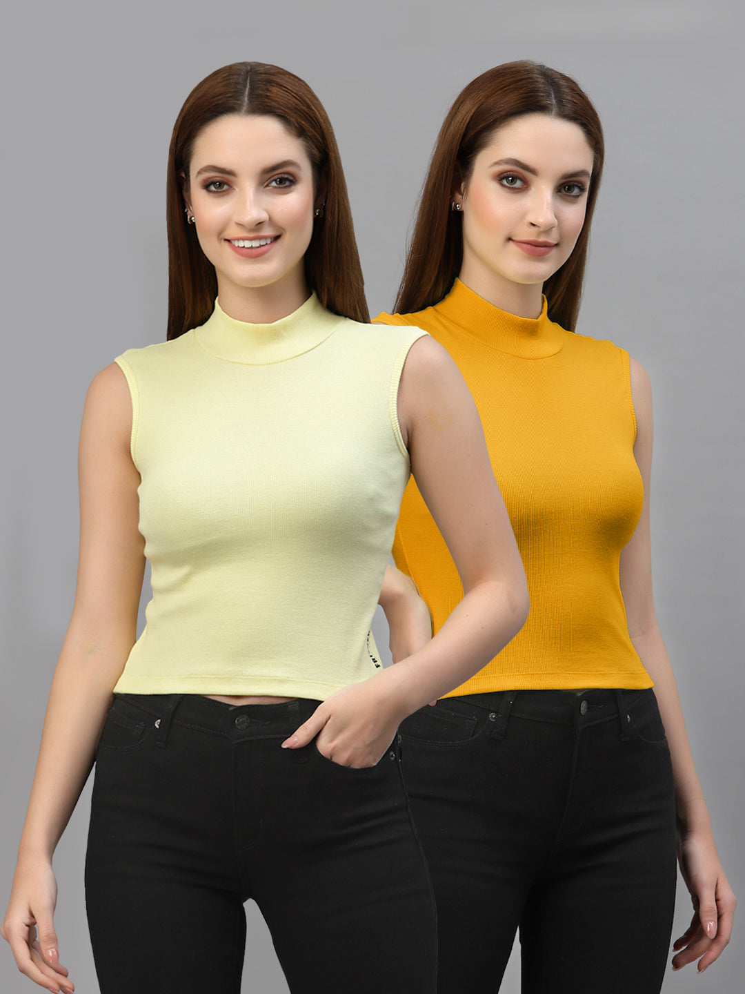 Women Pack Of 2 Solid Crop Top - Friskers