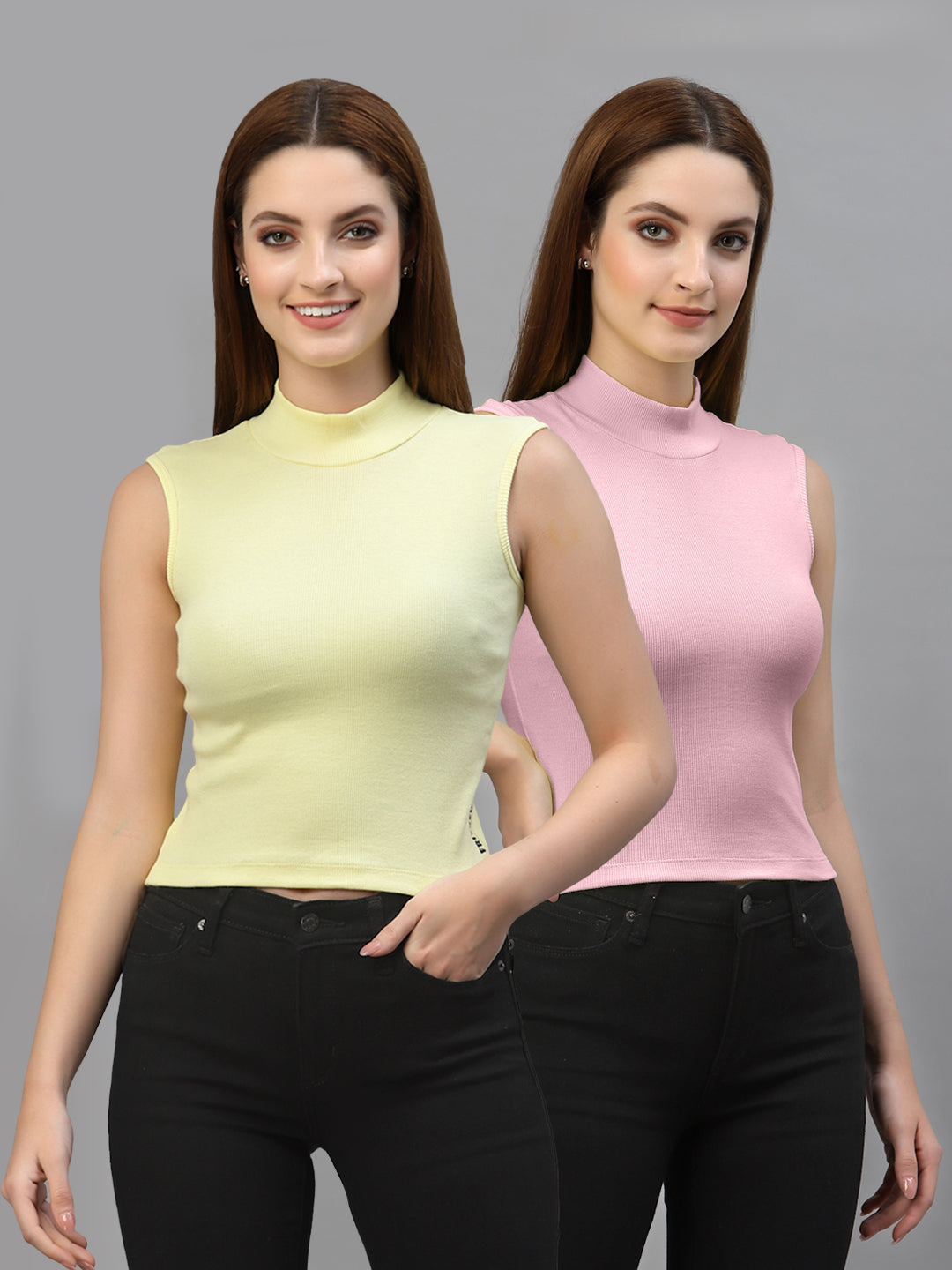 Women Pack Of 2 Solid Crop Top - Friskers