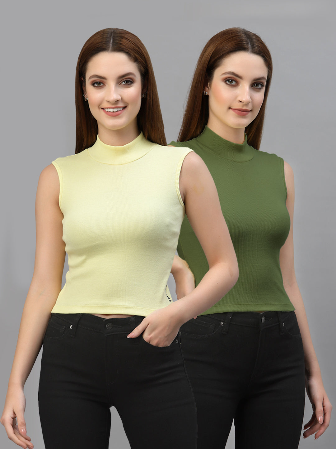 Women Pack Of 2 Solid Crop Top - Friskers